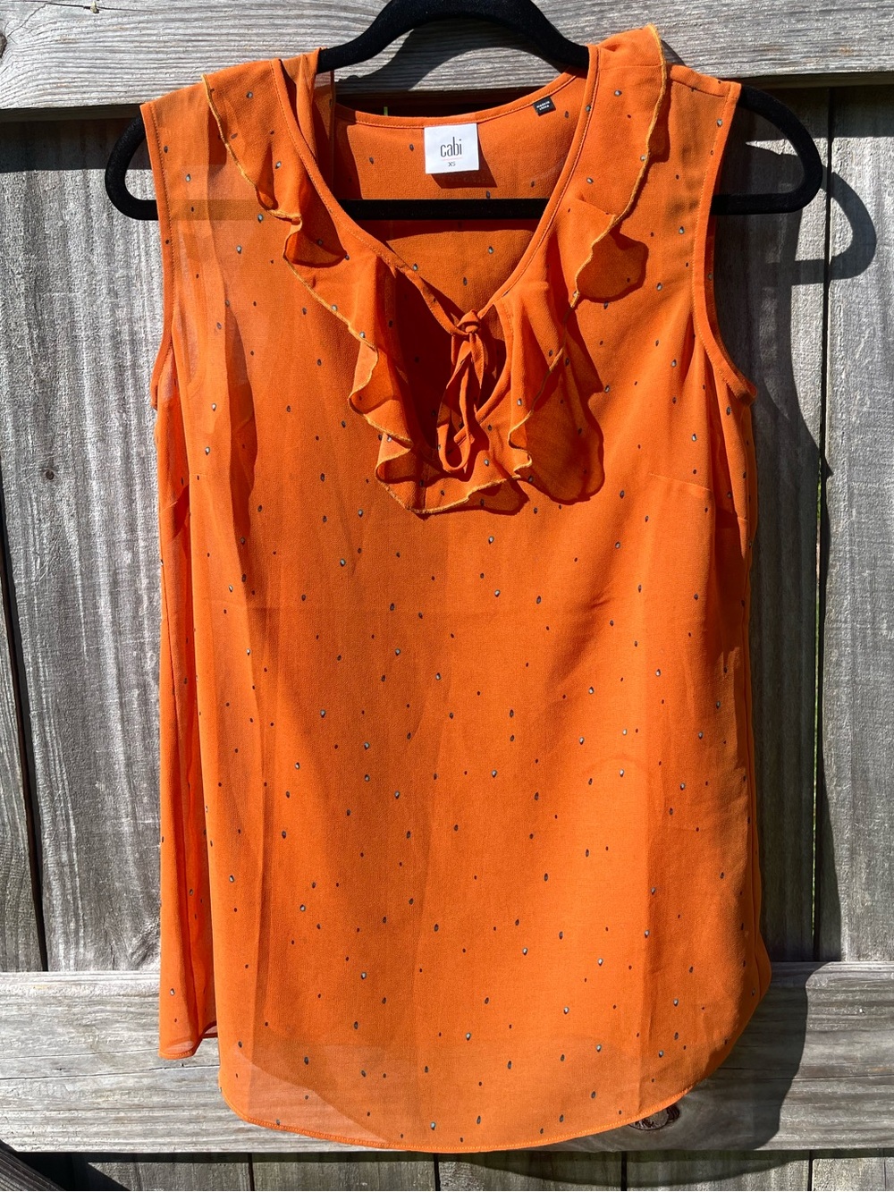 CAbi Orange Ruffle Tie-Neck Sleeveless Camisole Size XS